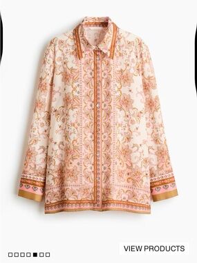 H&M Paisley Button-Up Blouse in Pink and Gold